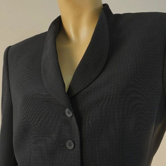 Le Suit Petite Career Blazer Jacket Black Pink Swiss Dots 4 Button Sz 10P - Picture 3 of 11